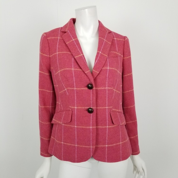 Talbots Jackets & Blazers - *SOLD* Talbots Pink Plaid Wool Blazer Jacket Sz 6
